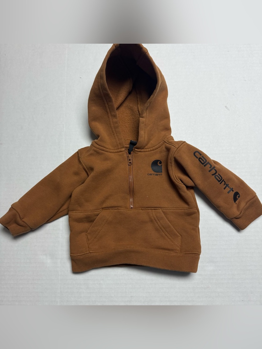 Carhartt Infant 1/2 Zip Pullover Fleece Hoodie Carhartt Brown Size: 6M